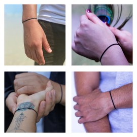 Black cord Bracelet for Men String - Adjustable Bracelet for Women - Unisex Adult Waterproof Nylon Cord Surfer Stability Mourning Spiritual Power Elegance BLM Black Lives Matter