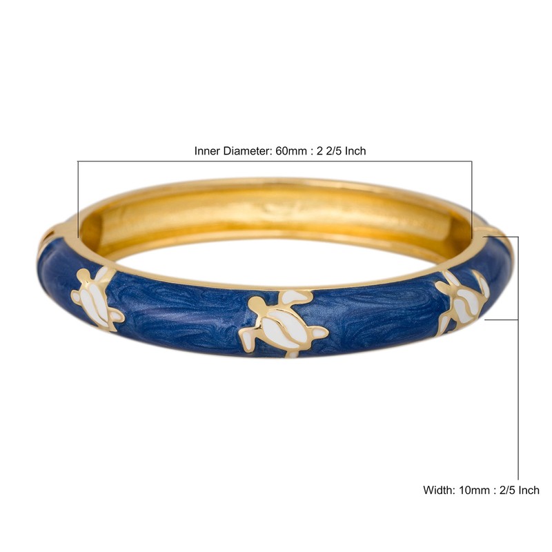 Hawaiian Turtle Hinged Clasp Fashion Enamel Bangle Bracelet, Metal, no