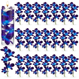 Canlierr 32 Pieces Blue Purple Faux Flowers Blue Orchid Flower Vase Fillers Faux Purple Orchid Wedding Table Centerpieces Filling for Floating Candles Wedding Birthday Party Table Decorations