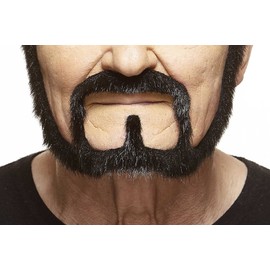 Mustaches Self Adhesive, Novelty, Squatter Fake Beard, False Facial Hair, Costume Accessory for Adults, Black Lustrous Color