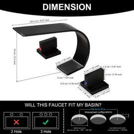 becola Black Bathroom Faucet 3 Hole,Ultrathin Low Arc 8 inch Widespread Bathroom Faucet,Waterfall Bathroom Faucet,2-Handle Modern Vanity Faucet with Hot and Cold Water Supply Hoses