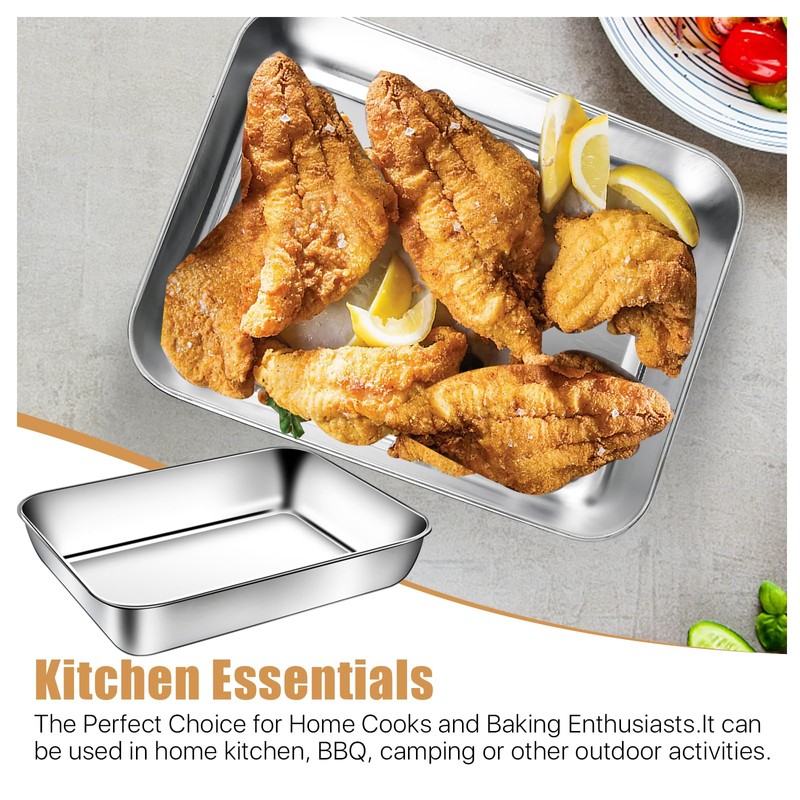 Aemygo Set of 3 Breading Pans, Stainless Steel Breading Tray