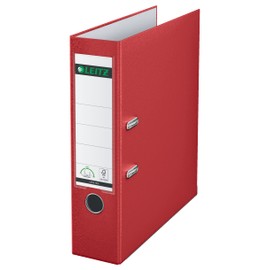 Leitz 180° Folder, Plastic, the Original, DIN A4 Lever Arch File, 8.2 cm Wide, with Polypropylene Laminated Cover, 180° Mechanism, Highest Stability, Red, 10105025