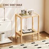Bamworld Side Table Nature Rattan Night Stand Glass End Table