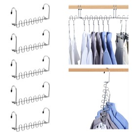 KIROTLA Perchas Mágicas Gancho para Ropa De Acero Inoxidable - 6 Orificios y Cabeza Giratoria Ranuras Diseño de Perchas Ganchos Organizador Multifuncionales de Ropa Múltiple Ahorra Espacio 5pcs (5)