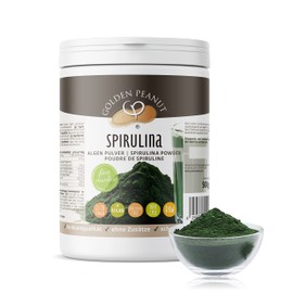 GOLDEN PEANUT Spirulina Algen Pulver 500 g – Spirulinapulver, 100 % rein, Rohkost ohne Zusätze, Premium Lebensmittelqualität