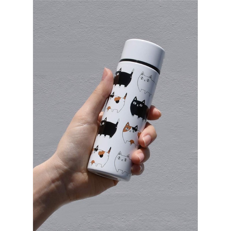 98156 Ceramic Indigo Cat 3 Brothers Stainless Steel Petite Bottle