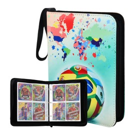 Trading Card Album 4 Pockets 50 Pages Waterproof PU Leather Zip Binder for Trading Cards, Trainer Card Collection Trading Card Albums, 400 Card Folder Holder for Children Boys Girls