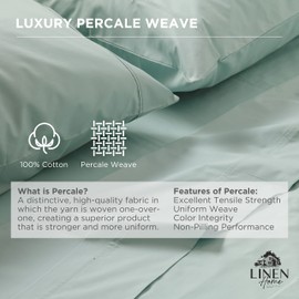 100% Cotton Percale Sheets California King Size, Pastel Turk, Deep Pocket, 4 Pieces Sheet Set - 1 Flat, 1 Deep Pocket Fitted Sheet and 2 Pillowcases, Crisp Cool and Strong Bed Linen