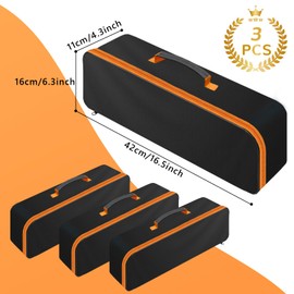 Tentogala 3 Pack Tool Bag with Zipper, Utility Wide Mouth Waterproof Oxford Tool Pouch, Multiple Purpose-Tool Organizers and Storage, Large Metal Tools Bags (Large)
