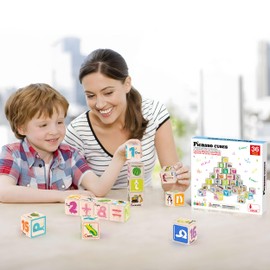 Magnetic Cubes Magnet Building Block Sensory Activity Center 1" Puzzle Cube 216 Pattern Early Education Toy Letter Alphabet Number Shape STEAM Learning Blocks Boy Girl Toddlers 3+ Montessori