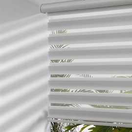 MYshade Cordless Zebra Blinds with Free-Stop Function - Dual Layer Light Filtering & Privacy Sheer Shades for Day and Night - Easy Install Window Shades for Home, Living Room, 33" W x 72" H,Grey