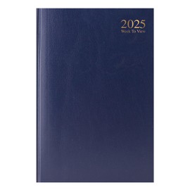 1ABOVE A4 Week to View 2025 Diary| 60gsm-Paper| Hardback, Casebound Diary for Home and Office Use (BLUE)