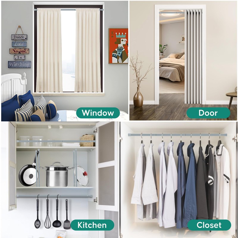 Silver Grey Adjustable Shower Curtain Rod 28-64 Inches 1pc, 7/8"