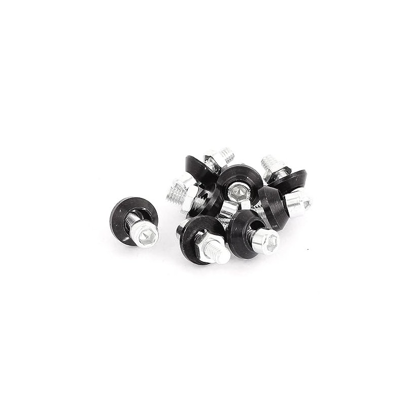 8 Pcs Car Auto Aluminum License Plate Bolt Screws Black