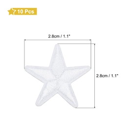MECCANIXITY Parches De Hierro De Estrella Bordados Parches Para Coser Aplicaciones Adornos Para Ropa Reparación De Mochilas Decoración De Zapatos 2.8x2.8cm/1.1x1.1" Paquete De 10 (Blanco)