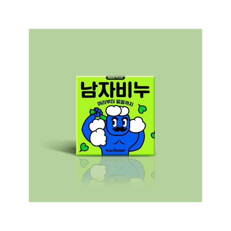 Woshiauer 올인원 남자비누 어성초 100g 6개입 All-in-One Men's Soap, Mugwort,