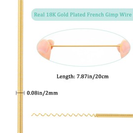 Beebeecraft 1 Box 3.28FT French Gimp Wire 18K Gold Plated Brass Copper French Wire for Jewellery Making (2mm)