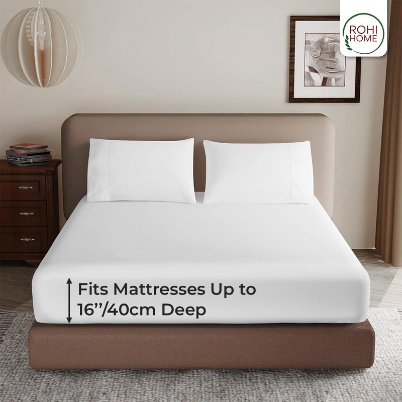 Rohi Super King Fitted Sheet 100% Microfibre – 16'' (40cm)