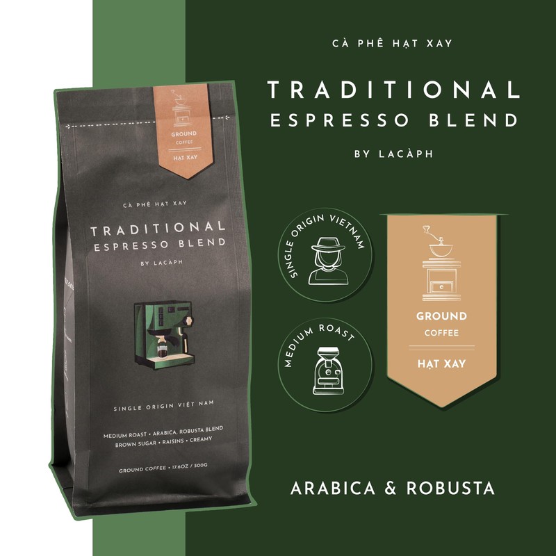 TRADITIONAL ESPRESSO BLEND - Vietnamese Pre-Ground Coffee (17.6 oz /