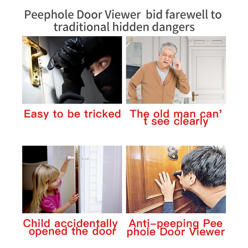 Digital Peephole Viewer Video Doorbell Camera 4.3in Indoor Monitor PIR