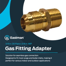 Eastman 3/8 Inch OD Flare x 3/8 Inch MIP Gas Fitting Adapter for Natural Gas and Liquid Propane, Zinc Plated Steel, 65708B