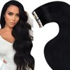 LaaVoo Tape in Hair Extensions Human Hair Extensions Jet Black