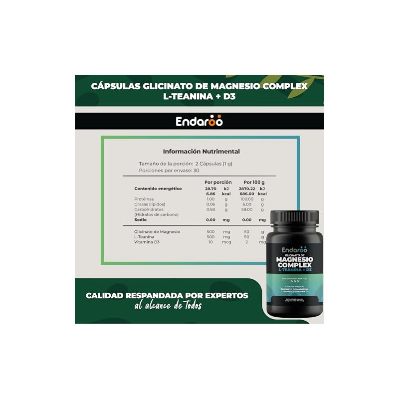 Glicinato Complex con L-Teanina y Vitamina D3 | Magnesio de