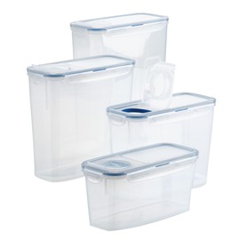 LocknLock Easy Essentials Pantry Food Storage Container Set/Food Storage Bin Set, Rectangular, BPA-free/Dishwasher Safe, 4 Piece - Clear