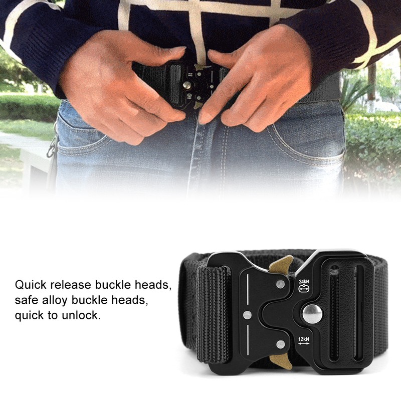 Outdoor Male Multifunction Nylon Tactics Waist Belt for Camping Climbingblack