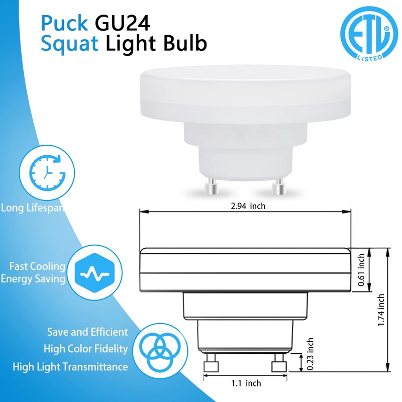 DAILY HIOO GU24 LED Light Bulb, Ultra Mini Squat GU24