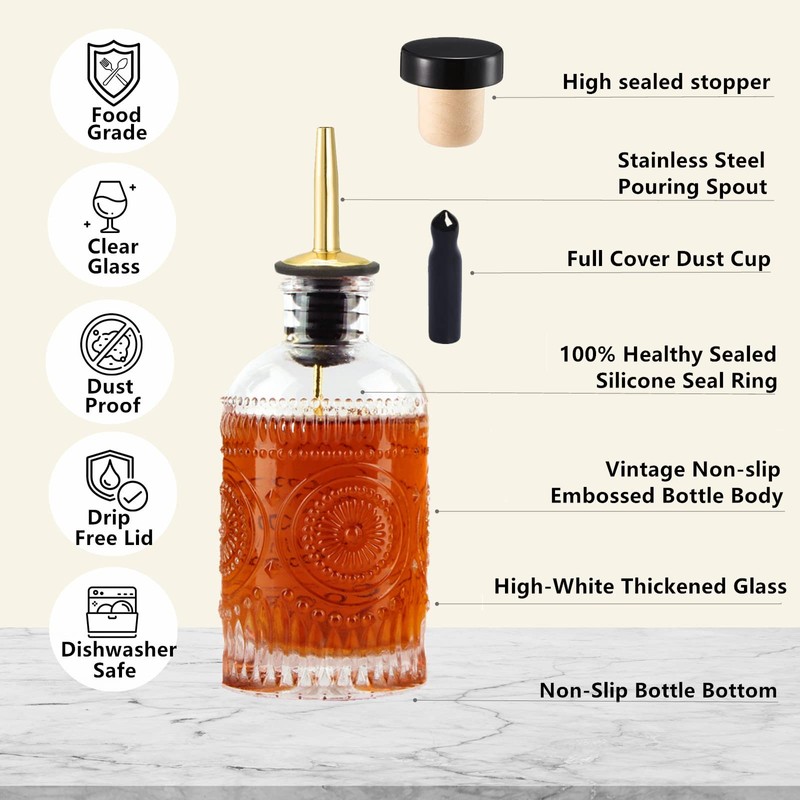Shining Craft Syrup Dispenser Bottles Set, 4 Pack 7 OZ