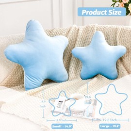 XVTRU Blue Star Throw Pillow, Cute Star Pillow Room Decor, Soft 19.6" Star Shaped Decorative Throw Pillow for Bedroom, Star Plush Floor Cushions Pillows