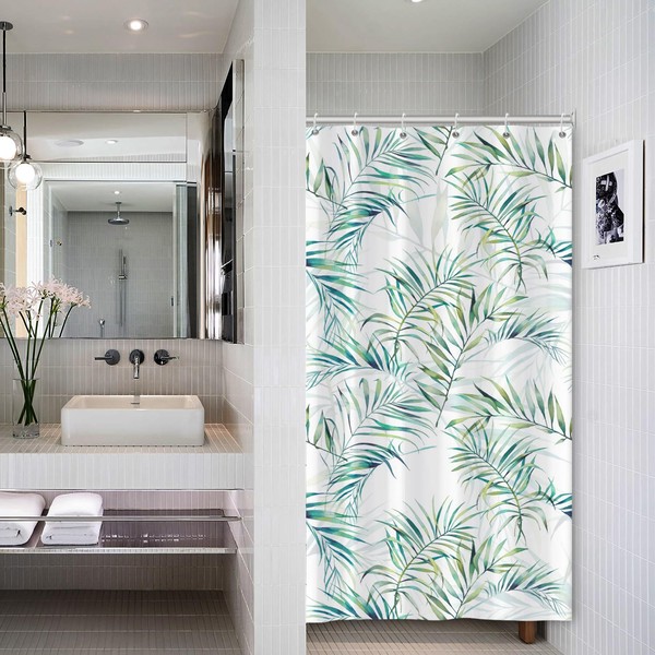Bovlleetd Stable Small Green Shower Curtain Botanical Spring Eucalyptus Leaves