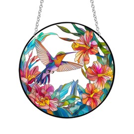 Xuoxeji Hummingbird Sun Catchers, Hummingbird Stained Acrylic Window Hanging, Stained Acrylic Birds Hummingbird Gifts for Women (Hummingbird 30cm)