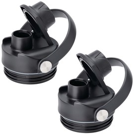 Bluwing Spout Lid for Yeti Rambler Water Bottle 18 26 36 64 oz and Jr. 12 oz Kids Bottle, Replacement Lids with Flexible Handle for YETI Rambler Bottle, BPA Free（Black-2 Pack）