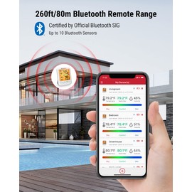 ThermoPro TP359 Bluetooth Hygrometer Thermometer, 260FT Wireless Remote Temperature and Humidity Monitor, with Large Backlit LCD, Indoor Room Thermometer and Humidity Gauge, Max Min Records