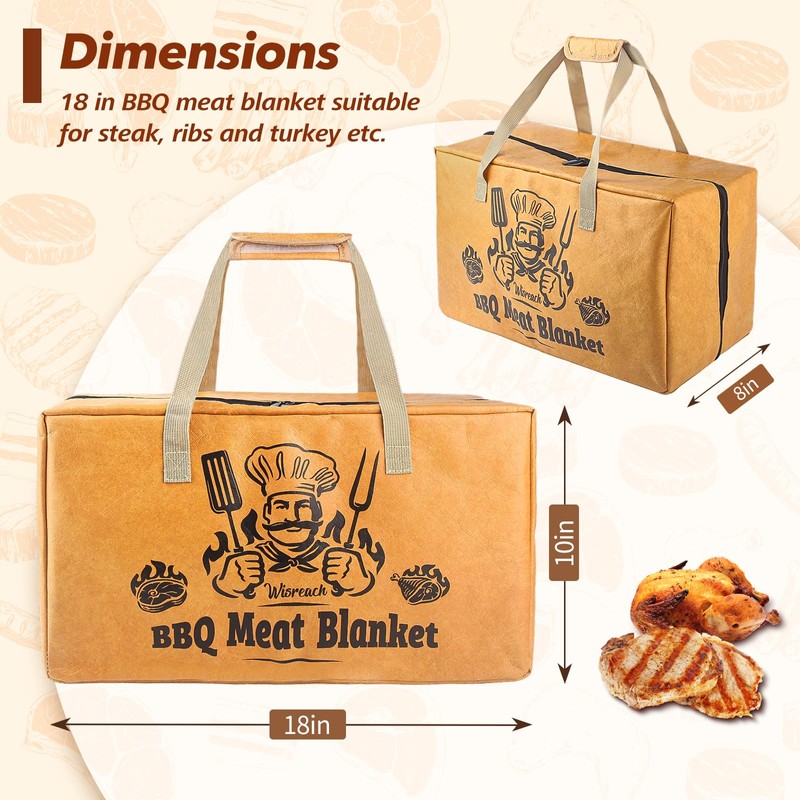 Wisreach Insulated BBQ Meat Resting Blanket, 18" Extra-Large Triple-Layer Brisket