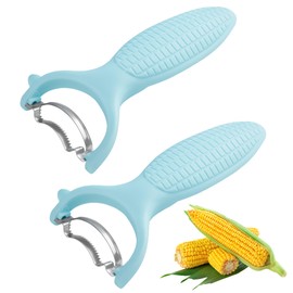 Corn Planer Thresher for Kitchen - Sweet Corn Cutter with Plastic Handle - Stainless Steel Corn Peeler for Corn on the Cob - Magic Corn Planer for Kernel Remover, 2 Pcs