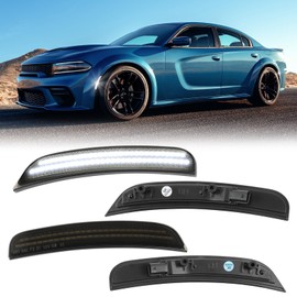 DREAMOTOR 4PCS LED Side Marker Lights Compatible with 2015-2023 Dodge Charger, Front & Rear LED Fender Light White Parking Side Bumper Marker Lamp for Charger SXT/GT R/T Scatpack SRT Hellcat