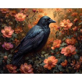 QACEYID Paint by Number for Adults, Radiant Raven Reverie, Oil Painting for Beginner, DIY Acrylic Painting Kit for Room Decor Gift 16x20 Inch