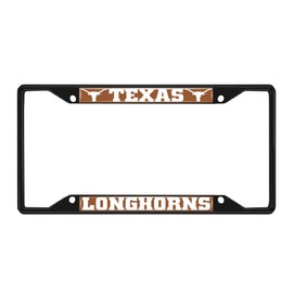 FANMATS 31284 Texas Longhorns Metal License Plate Frame Black Finish