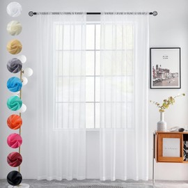 youleyar - Cortinas de gasa con bolsillo para barra de cortina, 2 paneles blanco, beige, negro, gris, café, 42 pulgadas de ancho, 72 pulgadas de largo, 1 par para cocina, recámara, niños, sala de