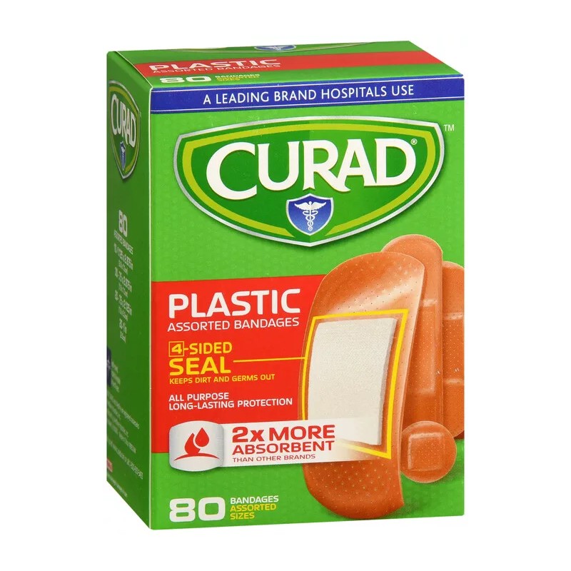 ON CONTAINER CURAD BANDAGE PLASTIC ASSORTED 80 CT