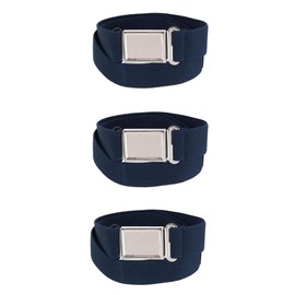 CTM Kids' Adjustable Elastic Belt with Magnetic Buckle (Pack of 3), Navy
