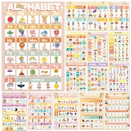 YIYDONG 16 Phonics Posters for Classroom - Learning Posters for Sound Wall Phonics Digraphs Blends Syllable Types Vowel Sounds Poster for Kindergarten, Elementary, Homeschool Supplies (Bright Color)