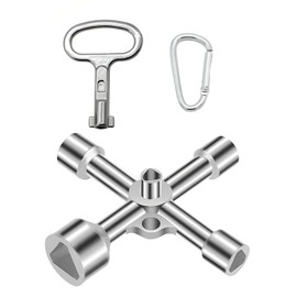 VZU 7/10/12/13/18 mm Triangle Key, 4 Way, 5 Size Triangular Key Set, Cross Key for Triangle Screws, Triangle Valves, Triangle Locks, for Electrical Casing, Rubbish Containers, Street Lights