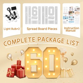 imprsv 3FT 60th Birthday Decorations Numbers: 60th Birthday Party Anniversary Decorations Large Light Up Numbers 60 for Men Women