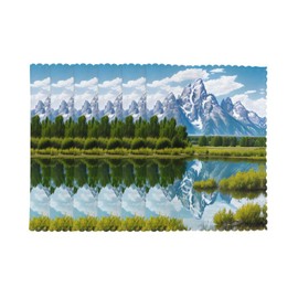 WHJYYXDE Placemats for Dining Table Set of 6 12x18 Inchs for Party Kitchen Dining Decoration Grand Teton National Park Pattern