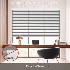 Allesin Zen Cordless Zebra Blinds for Windows, Dual Layer Blackout UV and Privacy for Day and Night, Easy to Install, Safe for Child and Pets, Perfect for Home, Office, Dark Gray, Customize